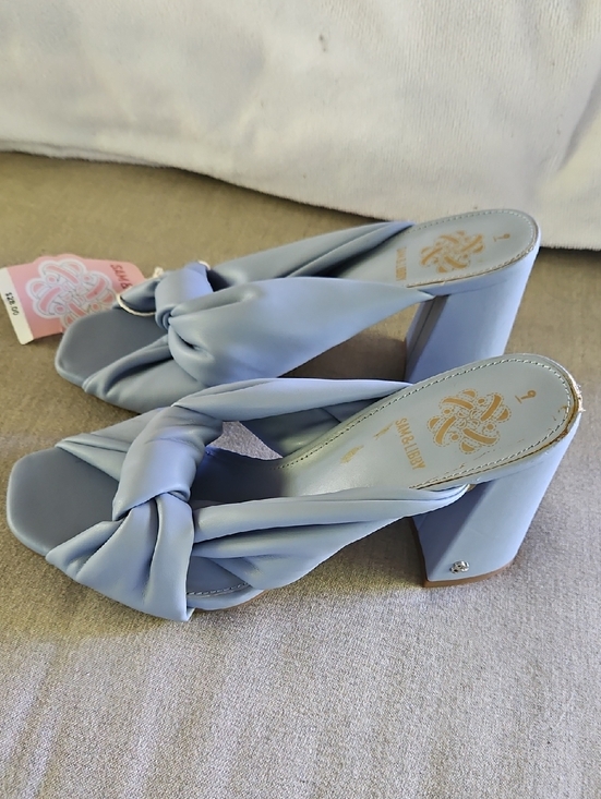 Sam & Libby Shoes - Sam & Libby Knotted Slide Block Heel Sandals in Light Blue 9